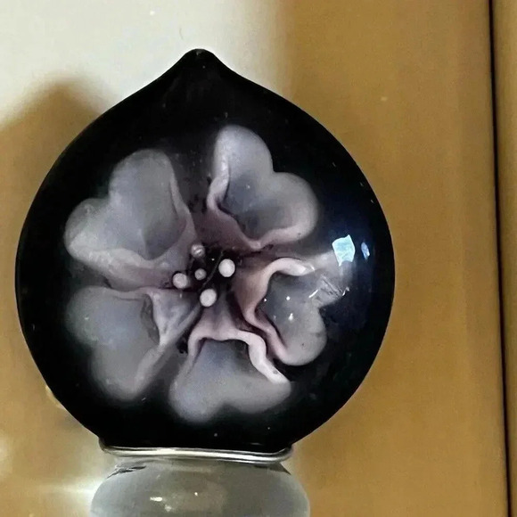 Wine Stopper Purple Flower Art Glass Wine Stopper In Box Bottle‎ Stopper Cork - Picture 5 of 9